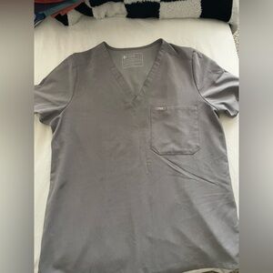 Figs Gray Short Sleeve Tee V-Neck